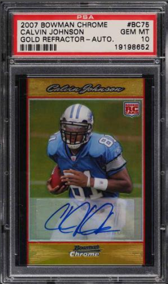 2007 Bowman Chrome Gold Refractor Calvin Johnson Rookie Auto