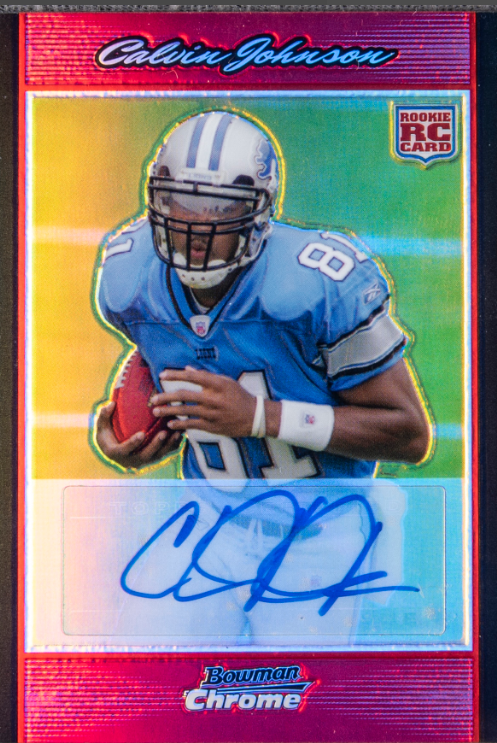 2007 Bowman Chrome Rookie Autographs Red Refractors Calvin Johnson Signed Rookie Card