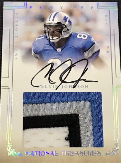 2007 National Treasures Calvin Johnson 4 Color True Rookie Patch Auto