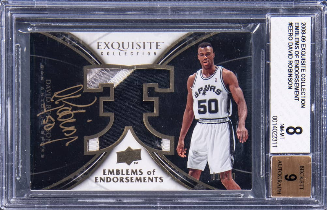 2008-09 Upper Deck Exquisite Collection Basketball Emblems of Endorsement David Robinson Signed Patch Card