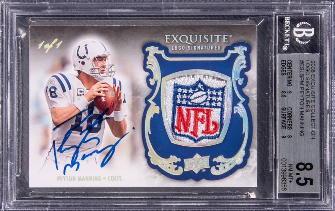 2008 Upper Deck Exquisite Logo Signatures Peyton Manning Signed NFL Patch Card