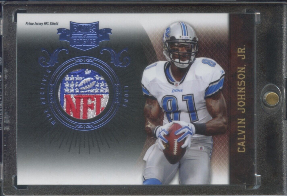 2010 Panini Plate & Patches Calvin Johnson 1/1 NFL Shield Game Worn Hof Rare Rookie Card