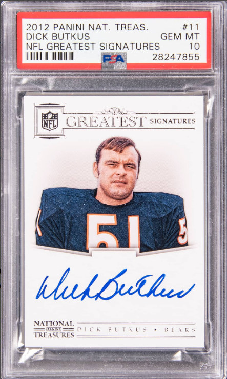 2012 Panini National Treasures NFL Greatest Signatures Dick Butkus Signed Card