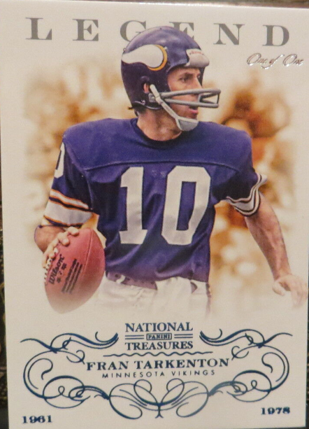 2013 National Treasures Legend Platinum Base Card Vikings Fran Tarkenton 1/1 Rookie Card