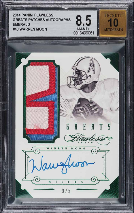 2014 Panini Flawless Greats Emerald Warren Moon Patch Auto