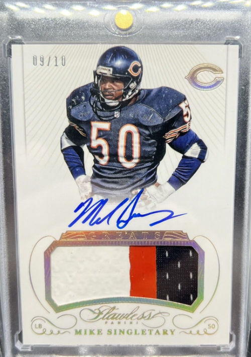 2015 Flawless Mike Singletary Gold Game Used Jersey Auto Rookie Card