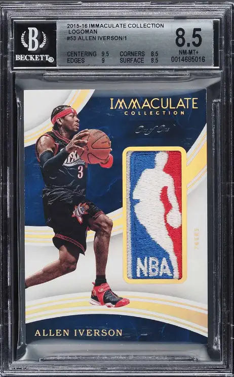 2015 Immaculate Collection Allen Iverson NBA Logoman Patch 1/1 Rookie Card