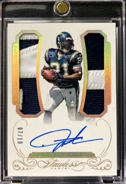 2015 Panini Flawless Greats LaDainian Tomlinson Patch Auto Gold Rookie Card