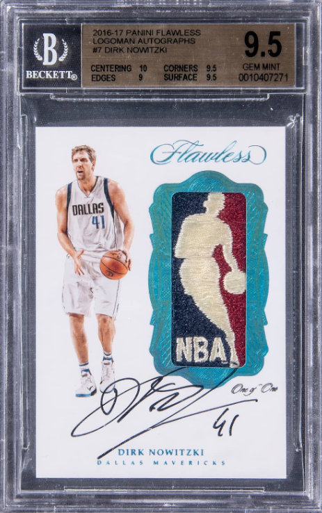 2016-17 Panini Flawless Logoman Autographs Dirk Nowitzki Signed Patch Card