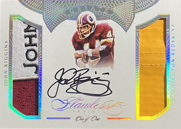 2016 Panini Flawless Greats John Riggins Dual Patch Auto Platinum 1/1 Rookie Card