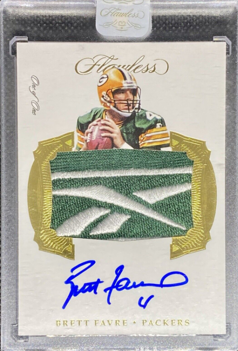 2017 Panini Flawless Brett Favre Reebok Logo Patch on Card Auto