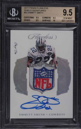 2017 Panini Flawless NFL Emmitt Smith Shield Patch Auto Rookie Card