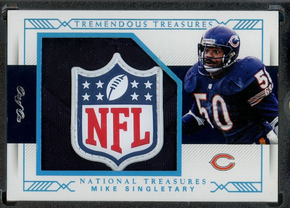 2017 Panini National Treasures Mike Singletary NFL Logo Shield Patch True 1/1 Rookie Card