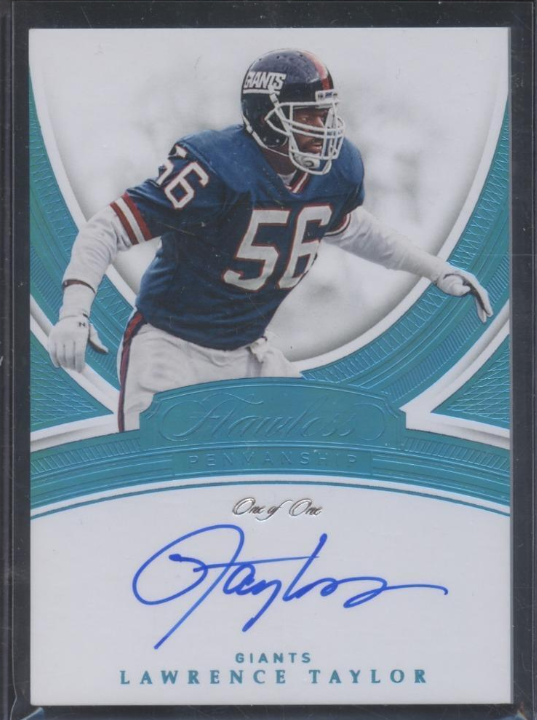 2018 Panini Flawless Penmanship Lawrence Taylor Auto Platinum 1/1 Rookie Card