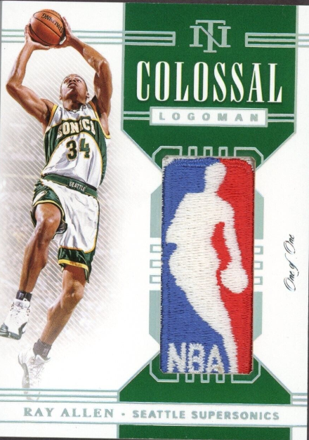 2019-20 National Treasures Colossal Ray Allen GU NBA LOGOMAN Patch 1/1 Rookie Card