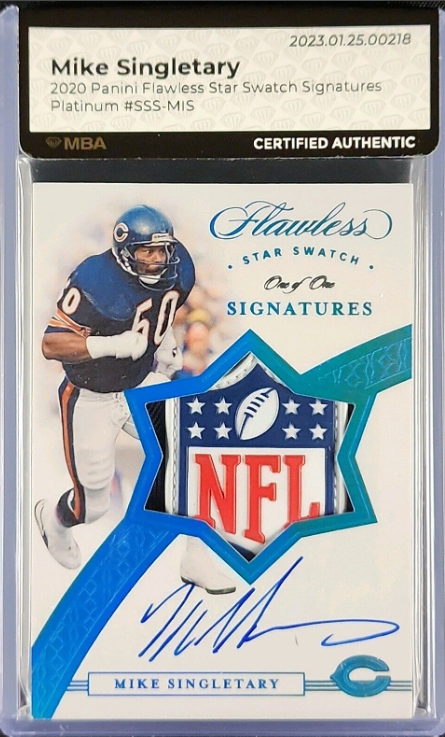 2020 Flawless Mike Singletary Star Swatch NFL Shield Platinum 1/1 Auto Autograph Rookie Card