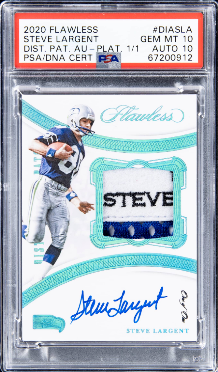 2020 Flawless Steve Largent Patch Auto Platinum 1/1 Rookie Card