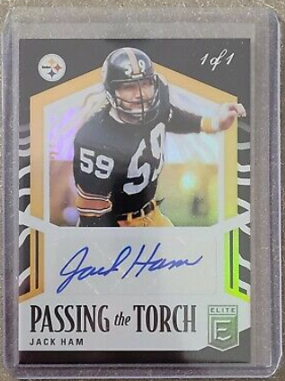 2020 Panini Donruss Elite Passing The Torch Jack Ham TJ Watt Steelers Auto 1/1 Rookie Card