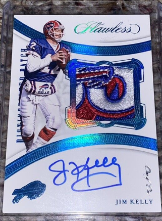 2020 Panini Flawless Distinguished Jersey Patch Auto Jim Kelly Rookie Card