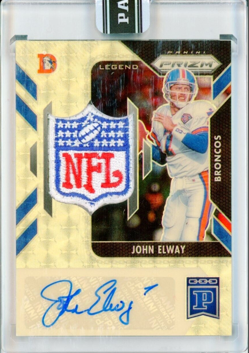 2021 Panini Blockshain Prizm John Elway Gold Vinyl NFL Shield Auto Autograph 1/1 Rookie Card