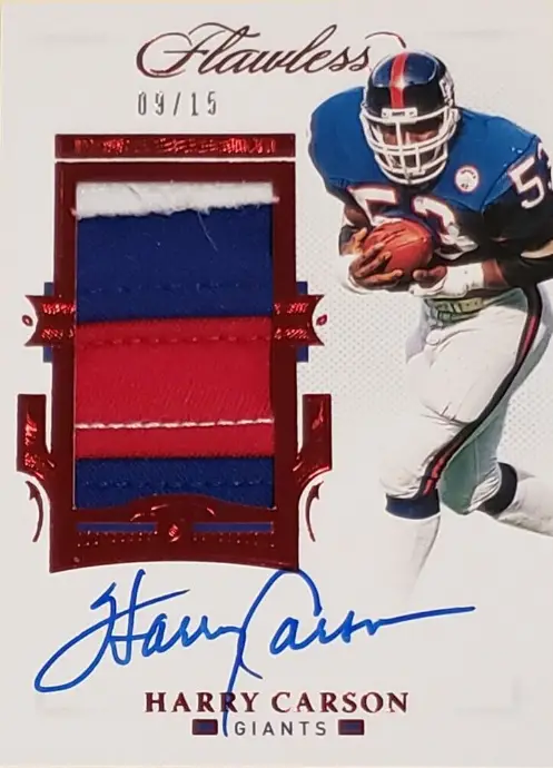 2021 Panini Flawless Harry Carson 3 Color Patch Auto Autograph