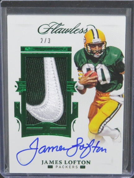 2021 Panini Flawless James Lofton Nike Swoosh Emerald Patch Auto Rookie Card