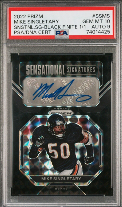 2022 Panini Prizm Mike Singletary Sensational Sig Black Finite 1/1 Rookie Card