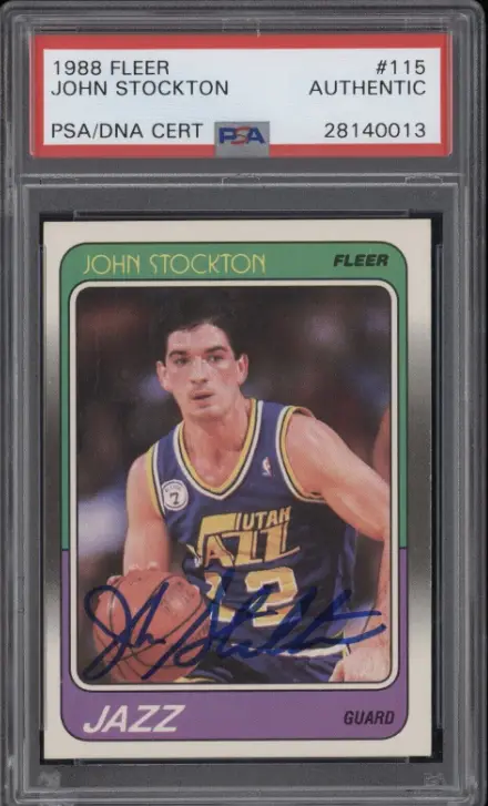 John Stockton 1988 Fleer Basketball Dna Authentic Signed Rookie Auto Rc