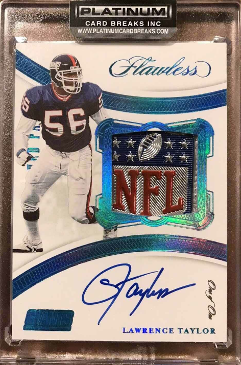 Lawrence Taylor 2020 Flawless Platinum Parallel NFL Shield Patch Auto Card