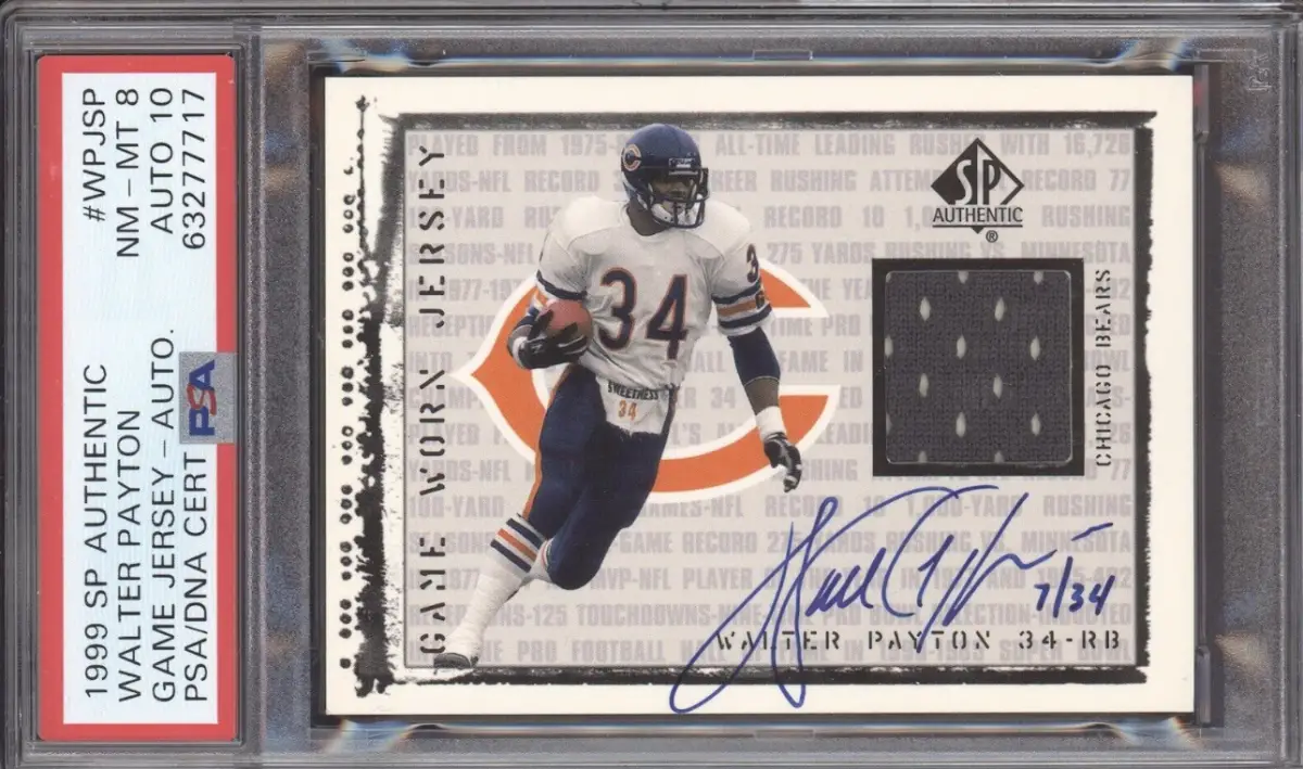 Walter Payton 1999 UD SP Authentic Game Jersey Auto Rookie Card