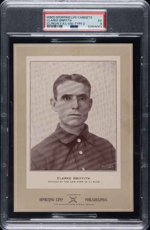 1902-1911 W600 Sporting Life Cabinet (Type 2) Clark Griffith Rookie Card