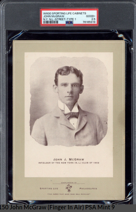 1902-1911 W600 Sporting Life Cabinets John McGraw Rookie Card