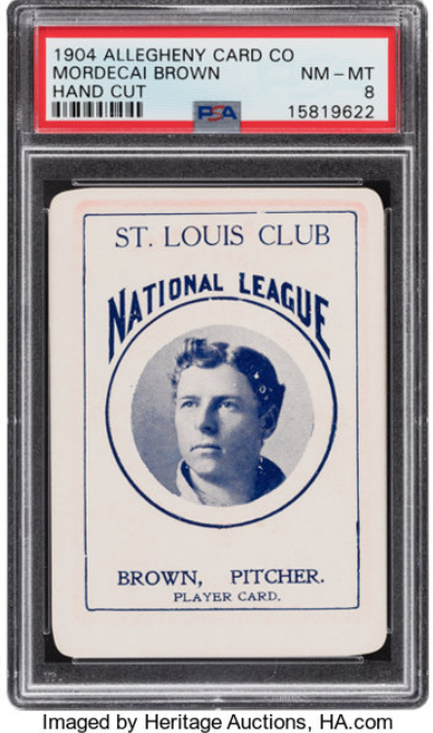 1904 Allegheny Card Co. Mordecai Brown Rookie Card