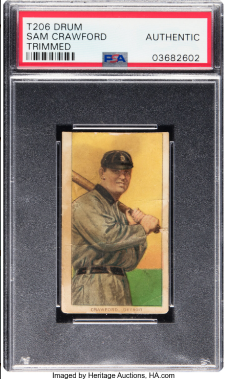 1909-11 T206 Drum Sam Crawford (With Bat) Rookie Card