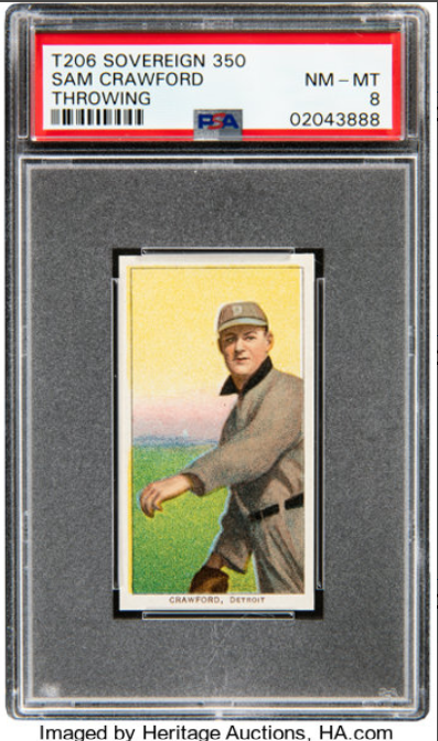 1909-11 T206 Sovereign 350 Sam Crawford (Throwing) Rookie Card