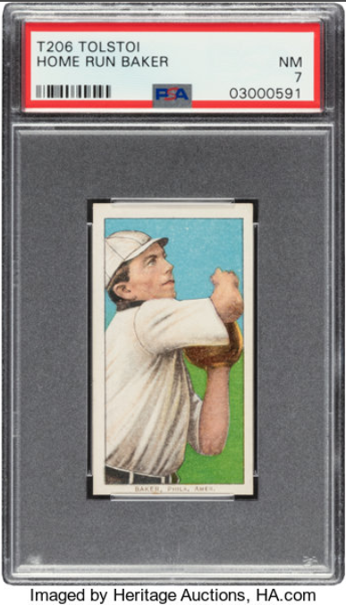 1909-11 T206 Tolstoi Frank Home Run Baker Rookie Card