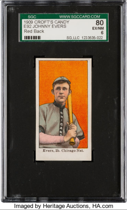 1909 E92 Croft's Candy Johnny Evers Rookie Card