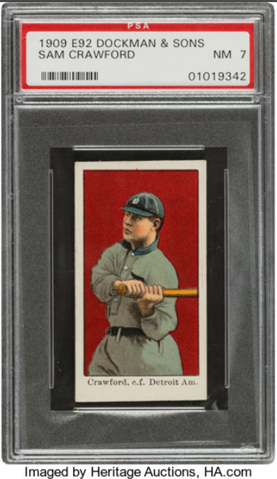 1909 E92 Dockman & Sons Sam Crawford Rookie Card