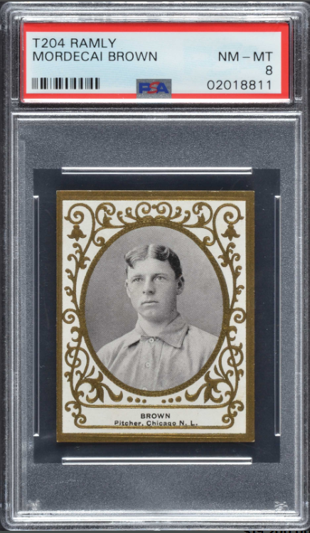 1909 T204 Ramly Tobacco Mordecai Brown Rookie Card