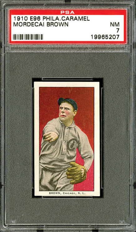 1910 E96 Philadelphia Caramel Mordecai Brown Rookie Card