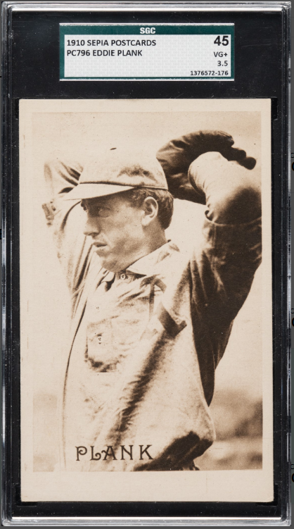 1910 PC796 Sepia Postcards Eddie Plank Rookie Card