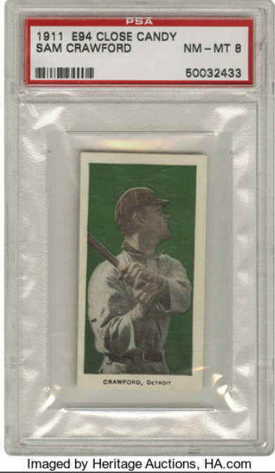 1911 E94 Close Candy Sam Crawford Rookie Card