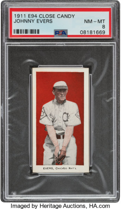 1911 E94 Close candy Johnny Evers Rookie Card