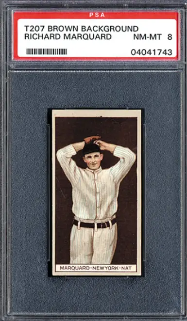 1912 T207 Brown Background Rube Marquard Rookie Card