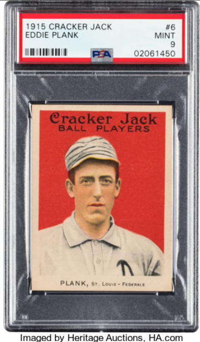 1915 Cracker Jack Eddie Plank Rookie Card