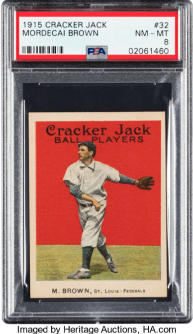 1915 Cracker Jack Mordecai Brown Rookie Card