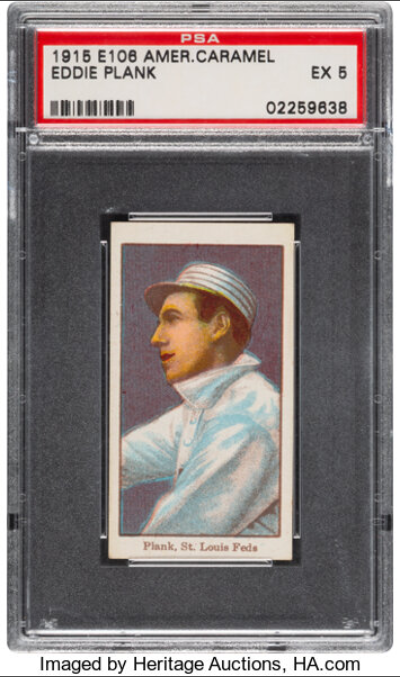 1915 E106 American Caramel Eddie Plank Rookie Card