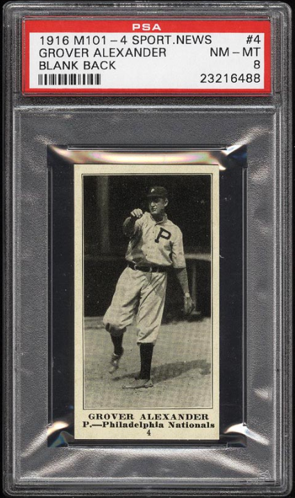 1916 M101-4 Sporting News Grover Cleveland Alexander Rookie Card