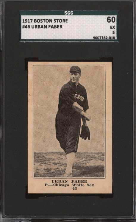 1917 H801-8 Boston Store Urban "Red" Faber (HOF) Rookie Card