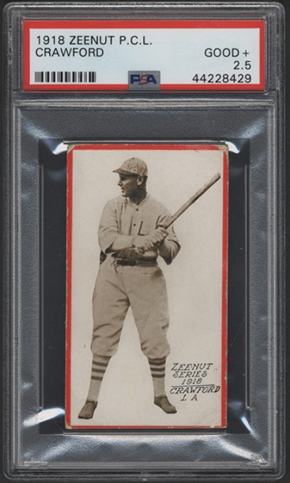 1918 Zeenut PCL Sam Crawford Rookie Card